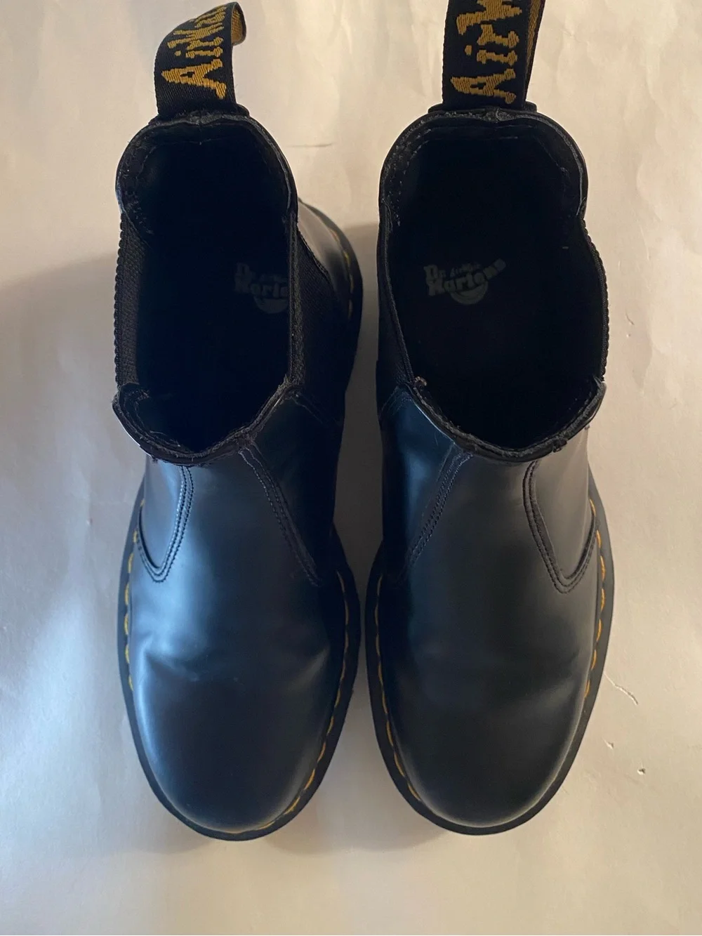 Dr. Martens Black Chelsea Boots with Yellow Stitching
